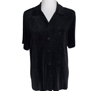 Chico's Travelers Black Button Down Casual Shirt
